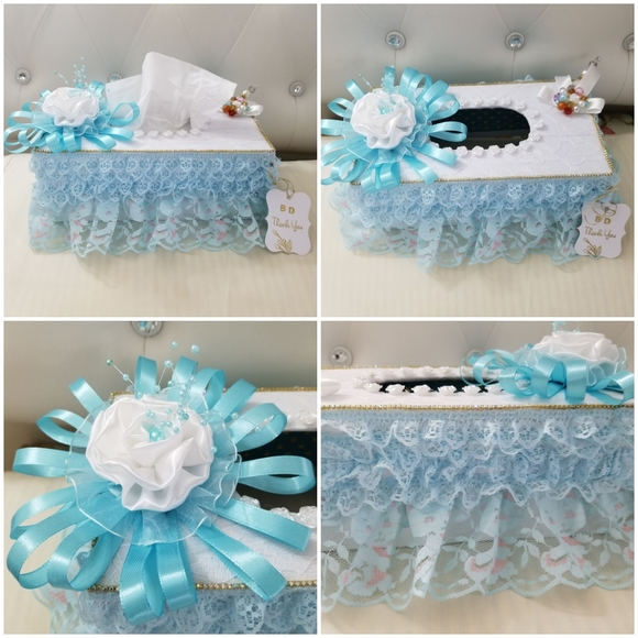 Shaby Chic style tissue box cover. Baby blue,New - Picture 2 of 8